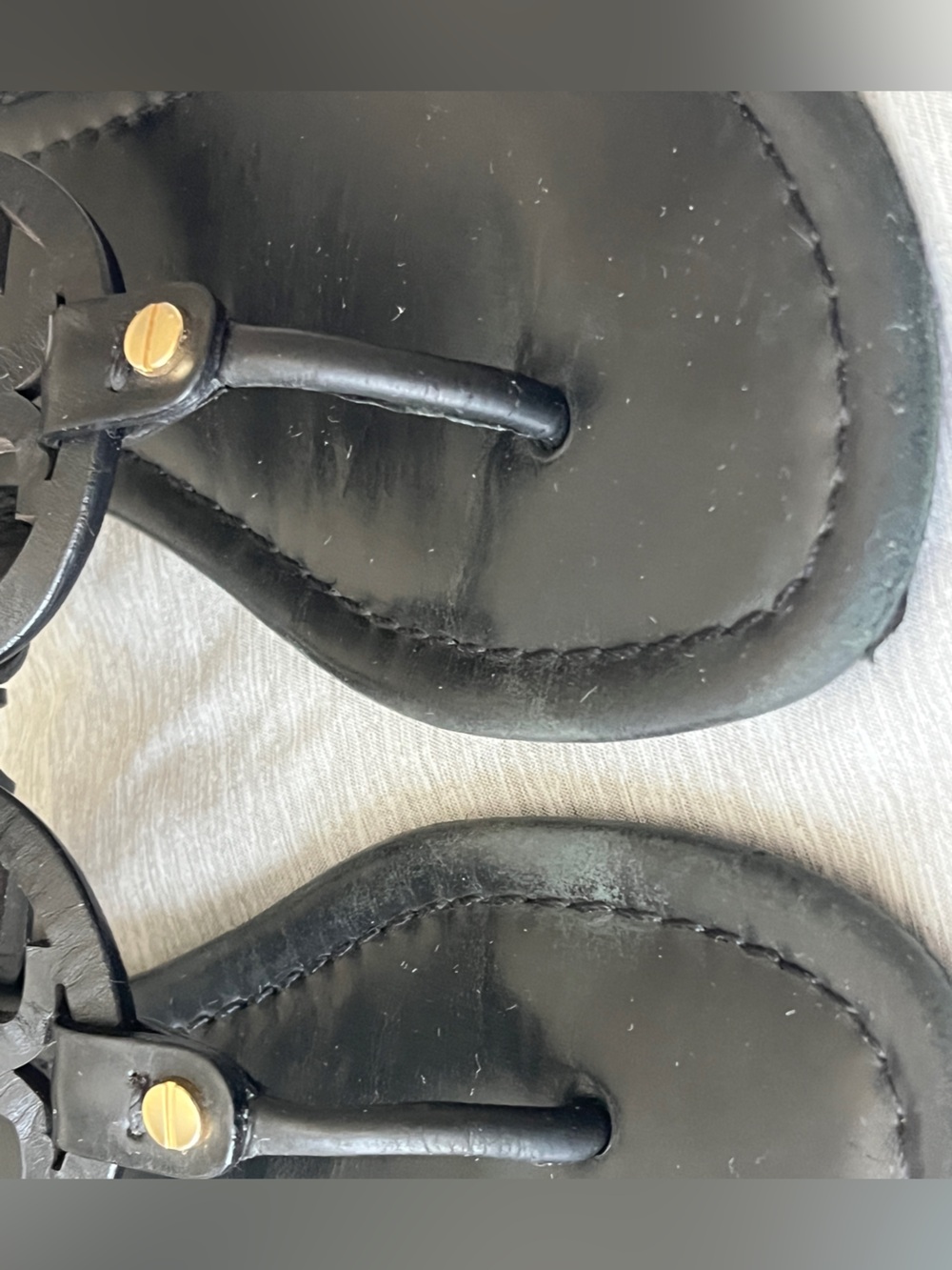 Tory Burch Black Logo Miller Thong Sandals with Gold Accents size 8 - Picture 14 of 17